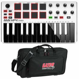 Akai MPK Mini mkII Keyboard Controller in White & Gator Bag
