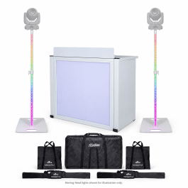 Headliner Solana White DJ Booth with White Lighting Stands