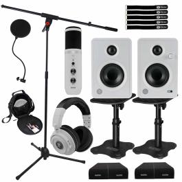 Mackie White CR3-X Monitors with Desktop Stands | IDJNOW