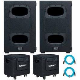 2) QSC KS112 Subwoofers with Covers & Blue Cables | IDJNOW