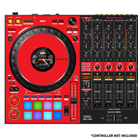 12 Inch Skinz (11) Piece Red/Black DDJ-1000 Kit | IDJNOW