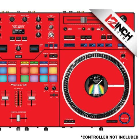 12 Inch Skinz (14) Piece Red Pioneer DDJ-REV7 Kit | IDJNOW