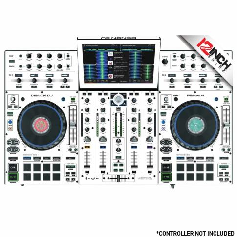 12 Inch Skinz Denon PRIME4 Black and White Custom Hardware Overlays