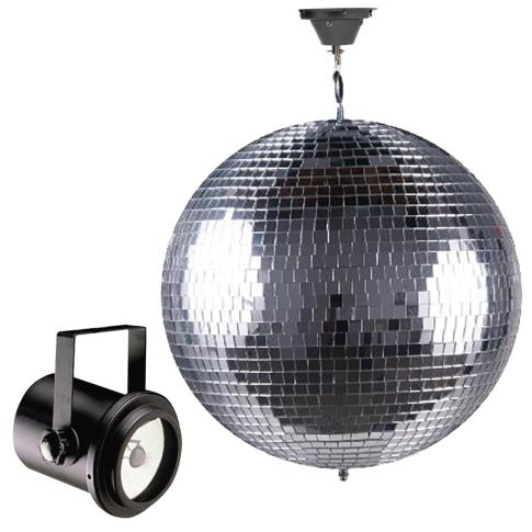 16" Glass Mirror Ball with Pinspot Lighting Fixture Package
