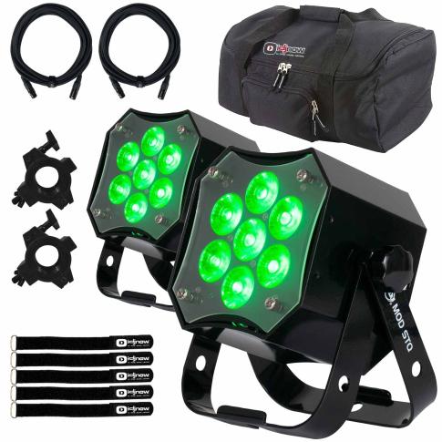American DJ MOD STQ Compact 7x 8-Watt RGBW 4-in-1 LED Mini MOD Pars with Carry Case Package