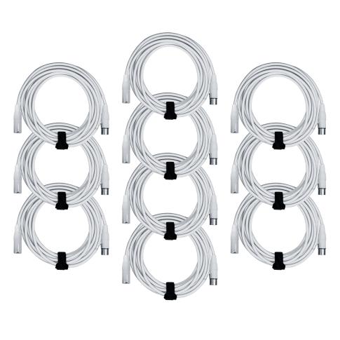 3-Pin XLR Male to Female Balanced Cable 20' Feet White Color Mic Connector Cord