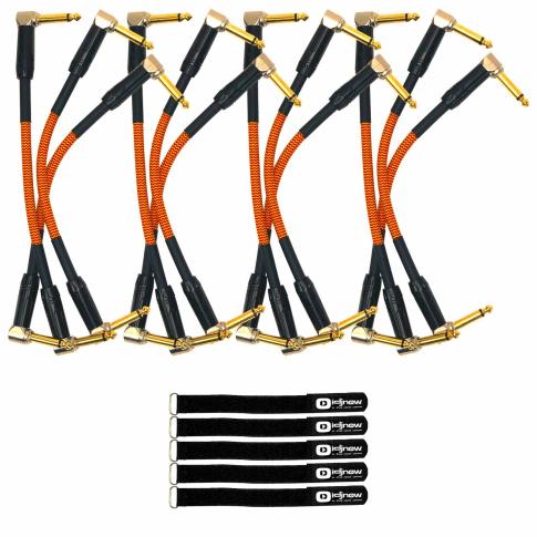 (12) Clutch 6" Right Angle 1/4" Patch Cables with Cable Ties Package