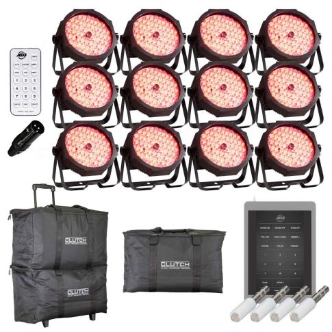 (12) Eliminator Lighting MEGA GO PAR 64E Low Profile Par Can Package