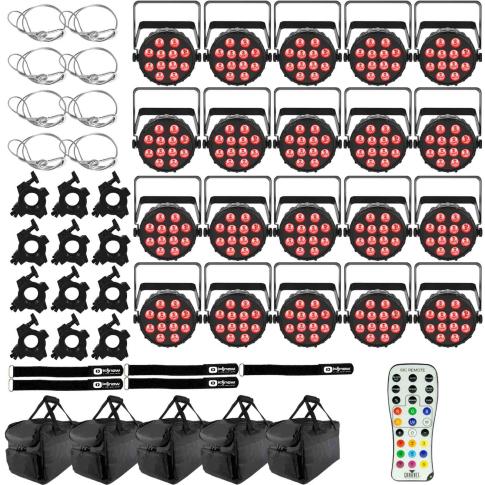 (20) Chauvet DJ SlimPAR T12 BT Wash Lights with Remote & Bags Package