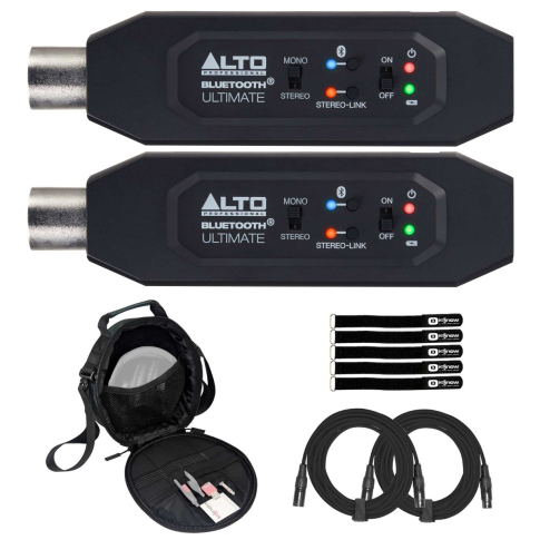(2) Alto Professional Bluetooth Ultimate Stereo Adapters with Case