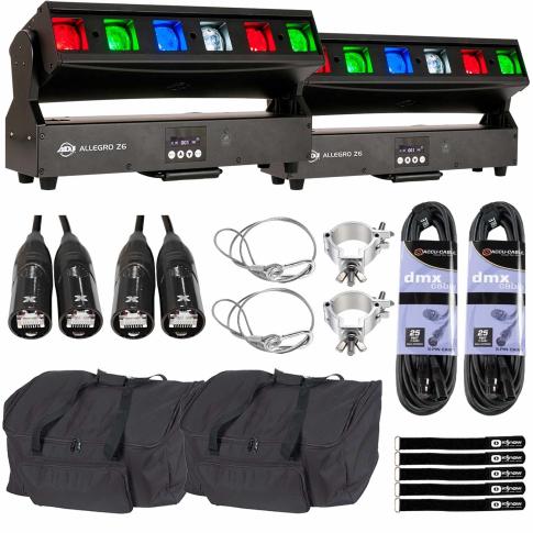 (2) American DJ Allegro Z6 Linear LED Light Fixtures with Cases