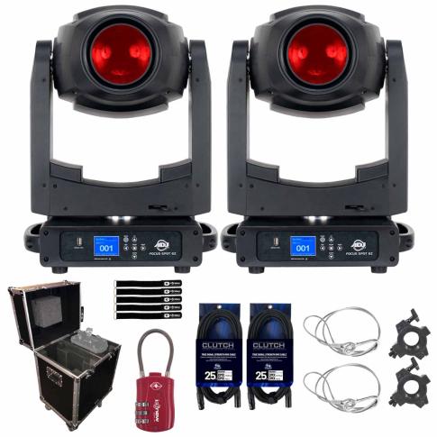 (2) American DJ Focus Spot 6Z LED Moving Head Spots with Lighting Case