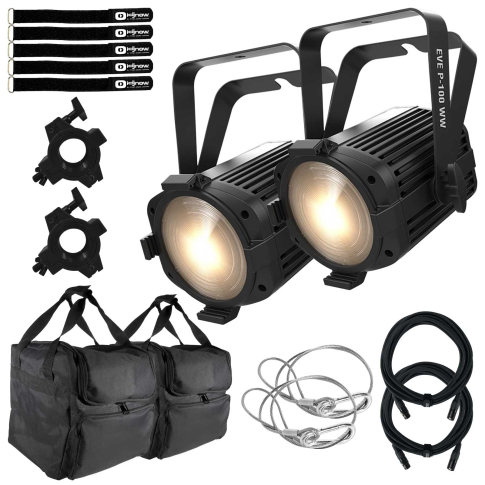(2) Chauvet DJ EVE P-100 WW Warm White Wash Lights with Gear Bags