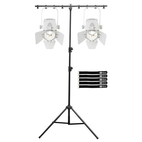 (2) Chauvet DJ EVE TF-20X White Fresnel Luminaires with T-bar Stand