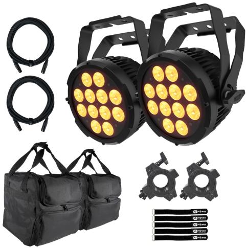 (2) Chauvet DJ SLIMPAR-PRO-Q-IP Quad-Color Wash Lights with Cases