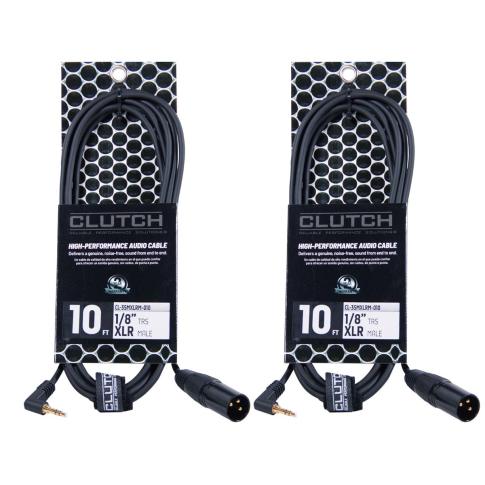 (2) Clutch Right Angle 3.5mm to XLR Male 10ft Cables