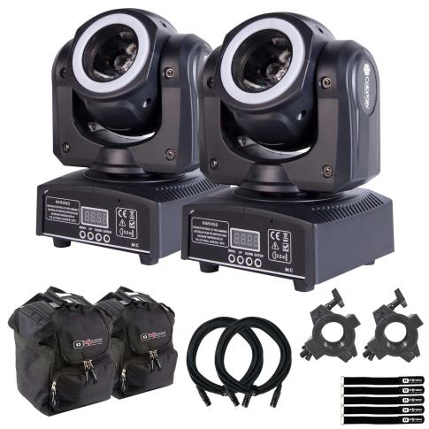 (2) ColorKey CKU-5038 QUAD MKII Moving Heads with Utility Cases