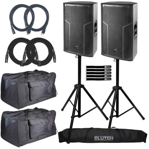 (2) DAS Action-515A 15" Active Speaker Systems with Tote Bags