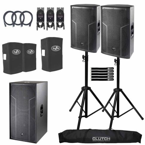 (2) DAS Action-515A 15" Speakers with ACTION-S218A Subwoofer & Covers