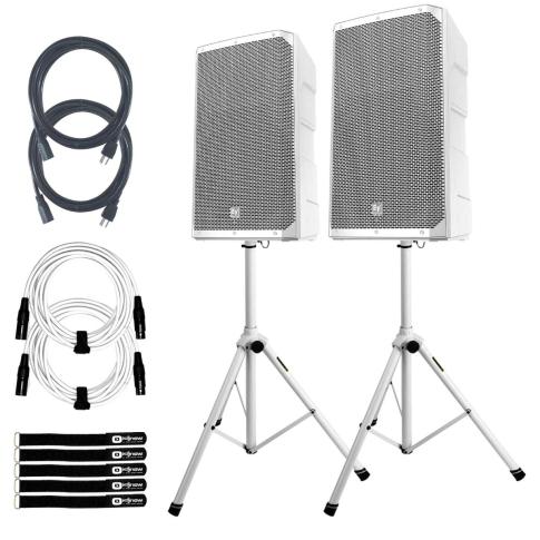 (2) Electro-Voice ELX200-15P-W 15" White Speakers with White Stands