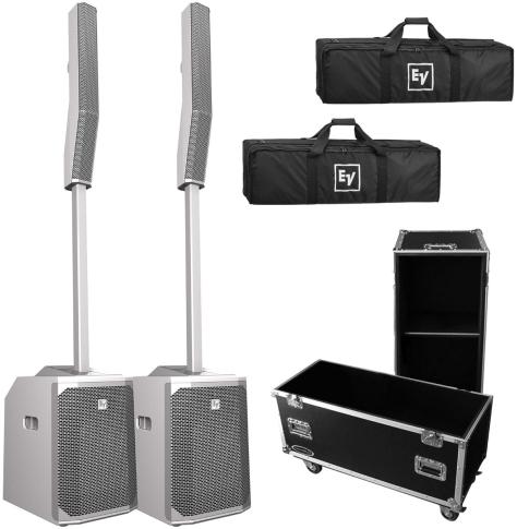 (2) Electro-Voice Evolve 50 Bluetooth White PA Systems with Case