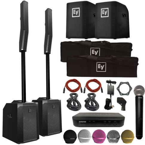 (2) Electro-Voice Evolve 50 Column PA with Wireless System and Covers