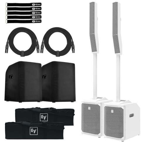 (2) Electro-Voice Evolve50M White Speakers & Subwoofer Covers