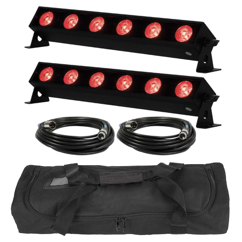 (2) Eliminator Lighting UBL6H 22.50" Wash Lights with Case