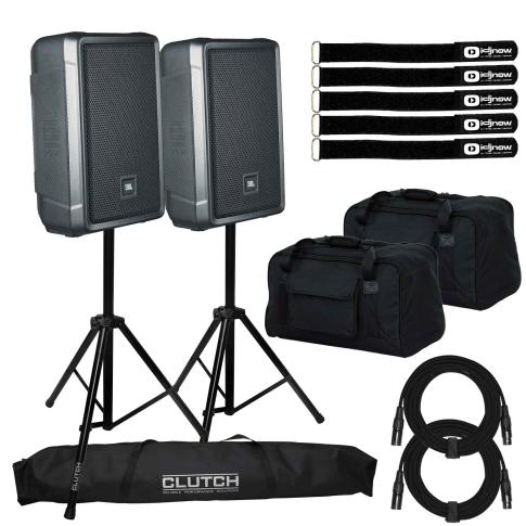 (2) JBL Professional IRX108BT Powered 8" Bluetooth Speakers with Bags