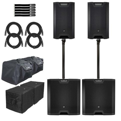 (2) LD Systems ICOA 12 A BT Bluetooth Speakers with Dual Subwoofers