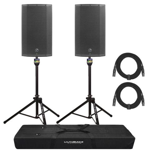 (2) Mackie Thump12BST 12" Speakers with Aluminum Stands & Cables