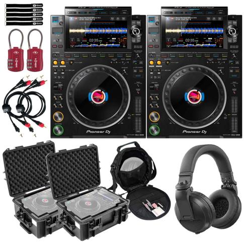 (2) Pioneer DJ CDJ-3000 Flagship Multi Players with Trolley Cases