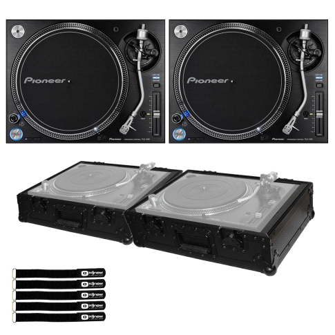 (2) Pioneer DJ PLX-1000 Direct Drive Turntables with Black Cases