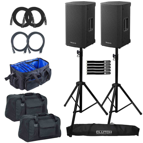(2) Pioneer DJ XPRS102 10" Active Loudspeakers with Tripod Stands