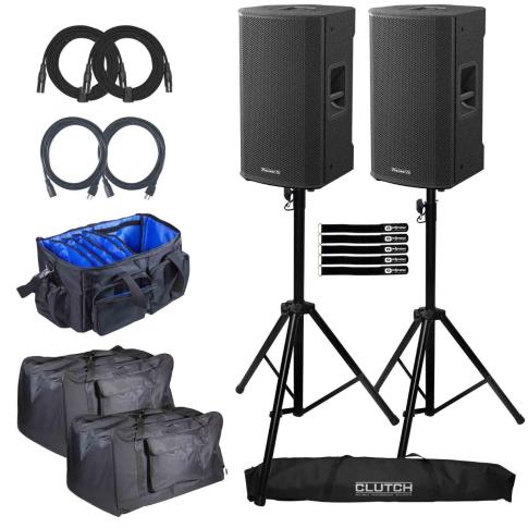 (2) Pioneer DJ XPRS122 12" Active Loudspeakers with Tripod Stands