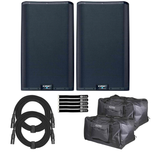 (2) QSC K12.2 K2 Series Two-Way Powered Loudspeakers with Tote Bags