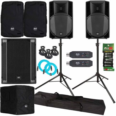 (2) RCF ART 735-A MK4 15" Speakers with Subwoofer & Audio Adapters