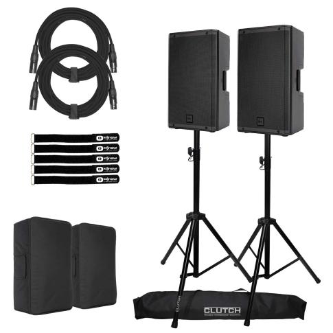 (2) RCF ART 910-A 10" Digital Active Speakers with Covers & Stands