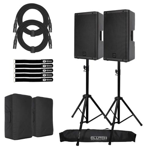 (2) RCF ART 912-A 12" Digital Active Speakers with Covers & Stands