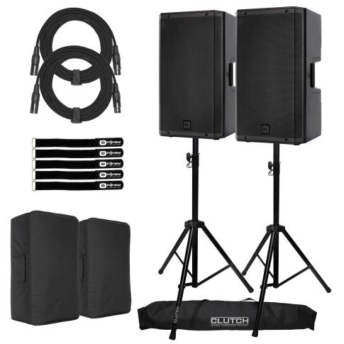 (2) RCF ART 945-A 15" Digital Active Speakers with Covers & Stands