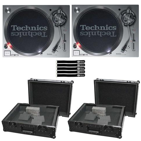 (2) Technics SL-1200MK7-S Silver Turntables with Black Cases