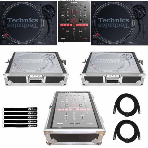 (2) Technics SL-1200MK7 Turntables with Numark Scratch 2-channel Mixer & Road Case Package