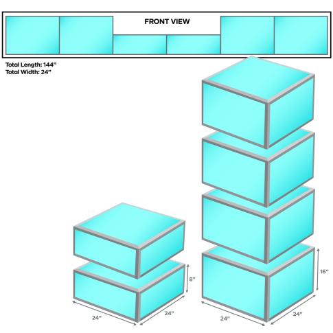 (2) ProX Acrylic Platform Riser/Mini Stage 24" x 24" x 8" High Sections with (4) 16" High Sections Package
