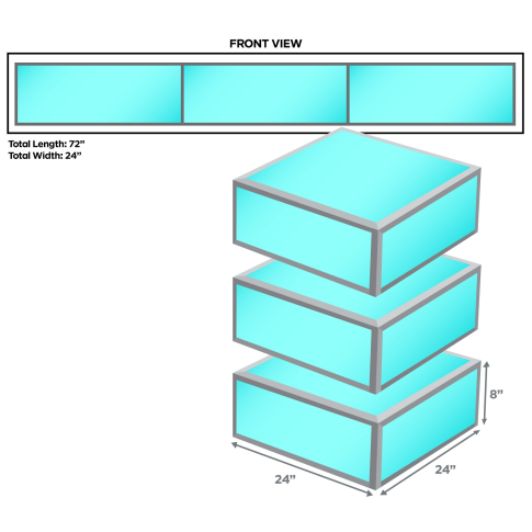 (3) ProX Acrylic Platform Riser / Mini Stage 24" x 24" x 8" High Sections [XSA-2X2-8] Package