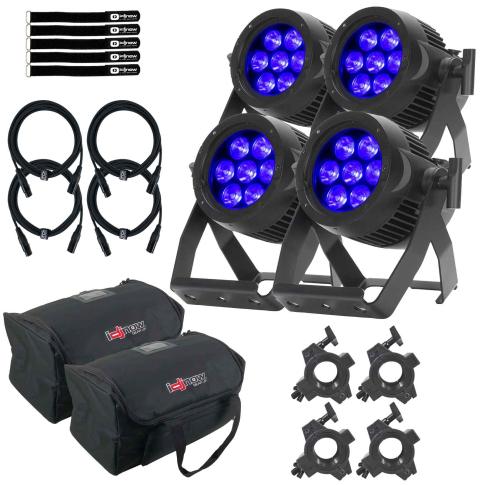 (4) American DJ ENCORELP7IP Heavy Duty Pars with Lighting Bags