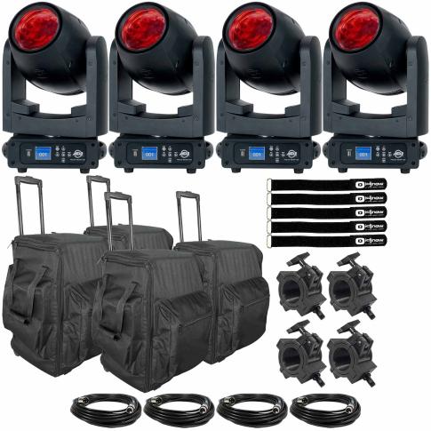 (4) American DJ Focus Beam LEDs with Protective Transport Bags Package