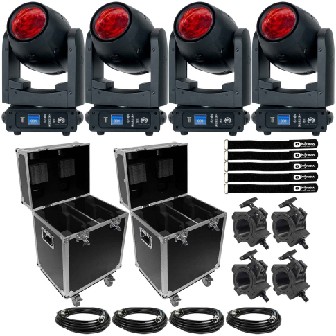 (4) American DJ Focus Beam LEDs with Protective Transport Cases Package