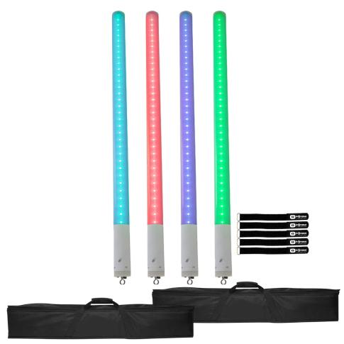 (4) American DJ LED Pixel Tube 360 39.5" Fixtures with Carrying Bags