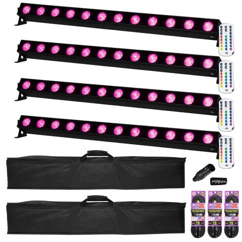 (4) American DJ UBL 12H 41.75" Wash Lights with DMX Terminator and Cases