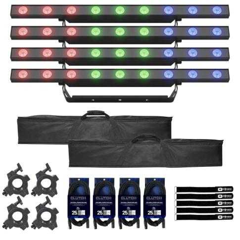 (4) Chauvet DJ COLORBANDH9ILS Hex-Color Strip Lights with Gear Bags